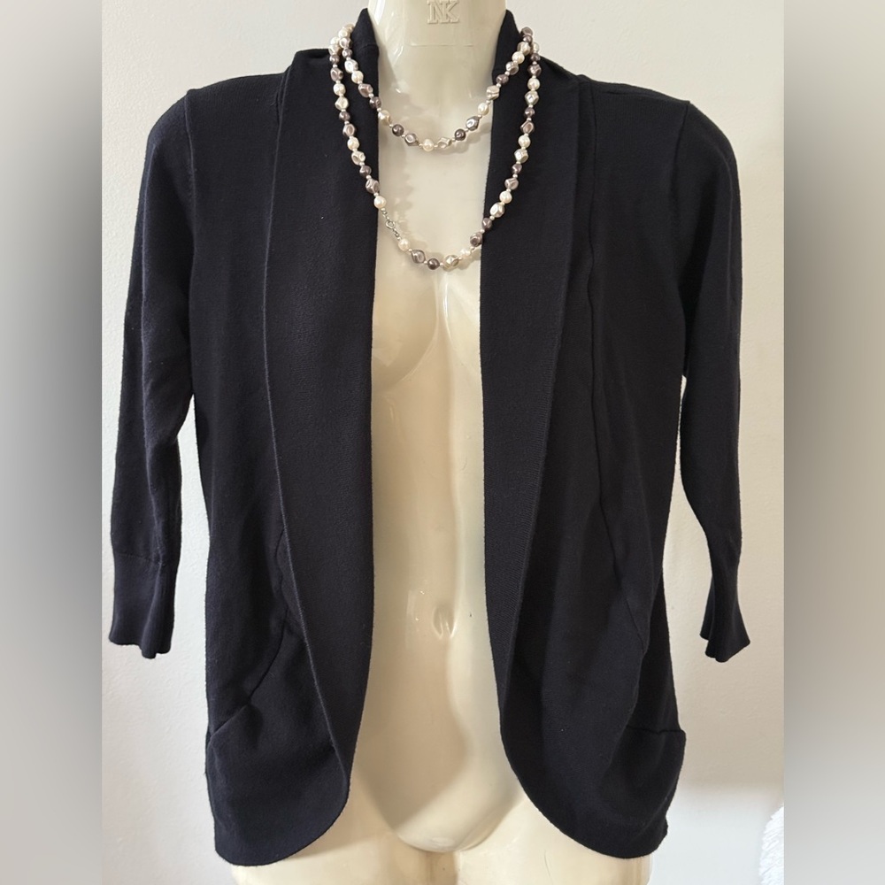 Suzy Shier Black Open front blazer/cardigan 3/4 sleeves,small